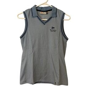 Kjus Womens Sleeveless Golf Polo Shirt Blue Bay Harbor Golf Club UPF 50+ Size S